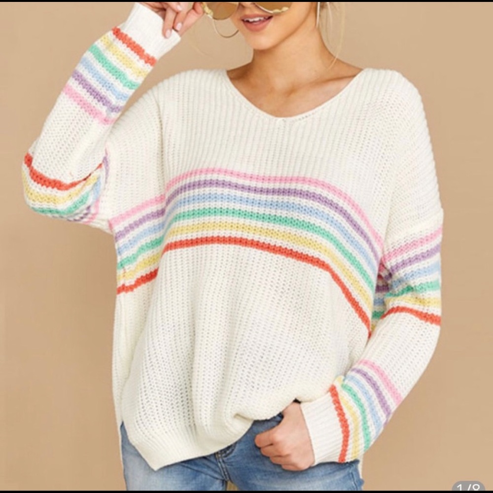 Dreamers rainbow knit sweater sz small